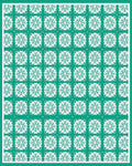 Teal White Repeating Floral Medallion Rug