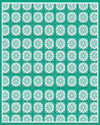 Teal White Repeating Floral Medallion Rug