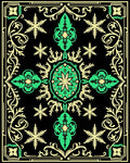 Black Emerald Green Floral Medallion Rug