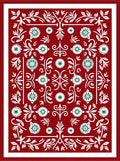 Red White Green Floral Medallion Rug