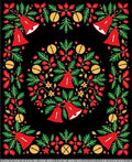 Red Bell Green Leaf Festive Wreath Rug