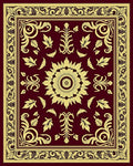 Golden Burgundy Medallion Floral Border Rug