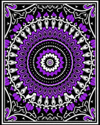Vibrant Purple Black Floral Medallion Rug