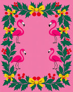 Pink Flamingo Holly Garland Whimsical Rug