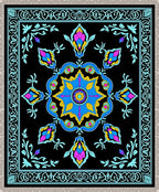Bold Black Floral Medallion Rug