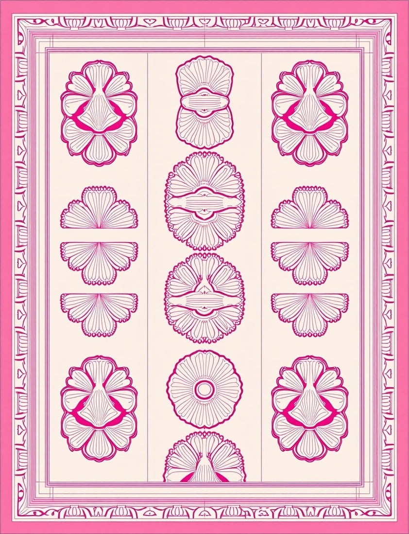 Crimson Floral Medallion Stripe Rug