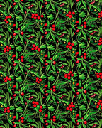 Vibrant Red Berry Leaf Garland Rug