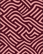 Deep Red Pink Interlocking Maze Rug