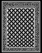 Black White Geometric Quatrefoil Border Rug
