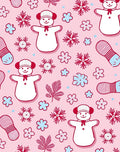 Whimsical Snowman Red Floral Accents Rug