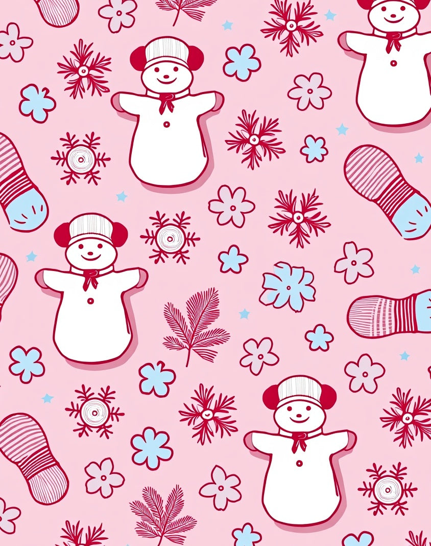 Whimsical Snowman Red Floral Accents Rug