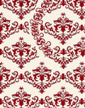Crimson Floral Damask Scrollwork Rug