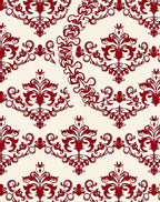 Crimson Floral Damask Scrollwork Rug