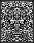 Gothic Skull Organic Swirl Black White Rug