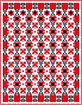 Red Black White Pixelated Floral Rug