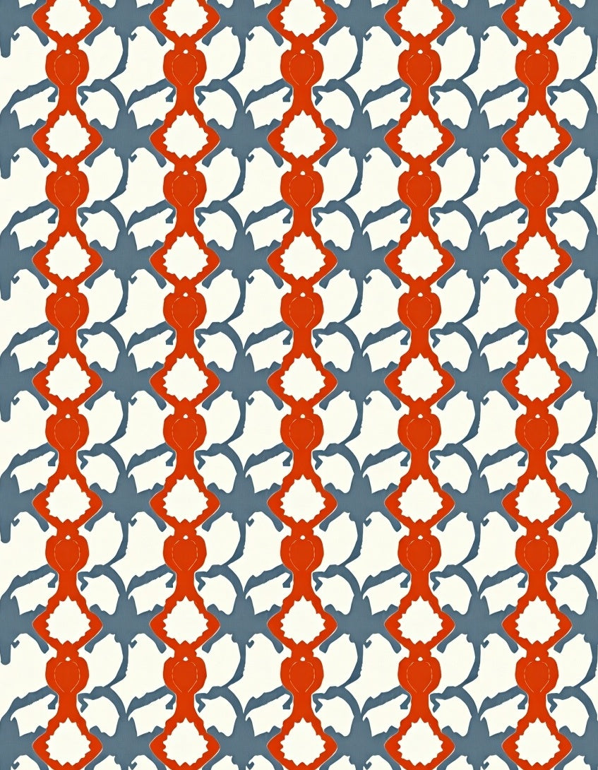 Red Orange Gray Abstract Chain Rug