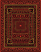 Bold Red Orange Nested Heart Frames Rug
