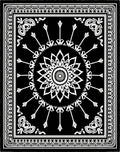 Black White Floral Radiating Border Rug