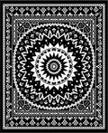 Black White Geometric Sunburst Mandala Rug