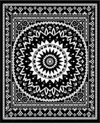 Black White Geometric Sunburst Mandala Rug