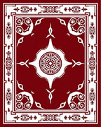 Maroon White Ornate Central Medallion Rug