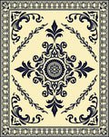 Navy Blue Traditional Floral Medallion Rug
