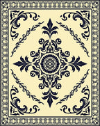 Navy Blue Traditional Floral Medallion Rug