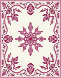 Ornate Crimson Bloom Border Sculpture Rug