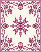 Ornate Crimson Bloom Border Sculpture Rug