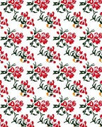 Vibrant Red Floral Spray Arrangement Rug