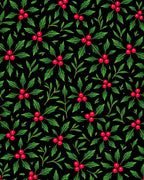 Festive Red Berry Leaf Arrangement Rug