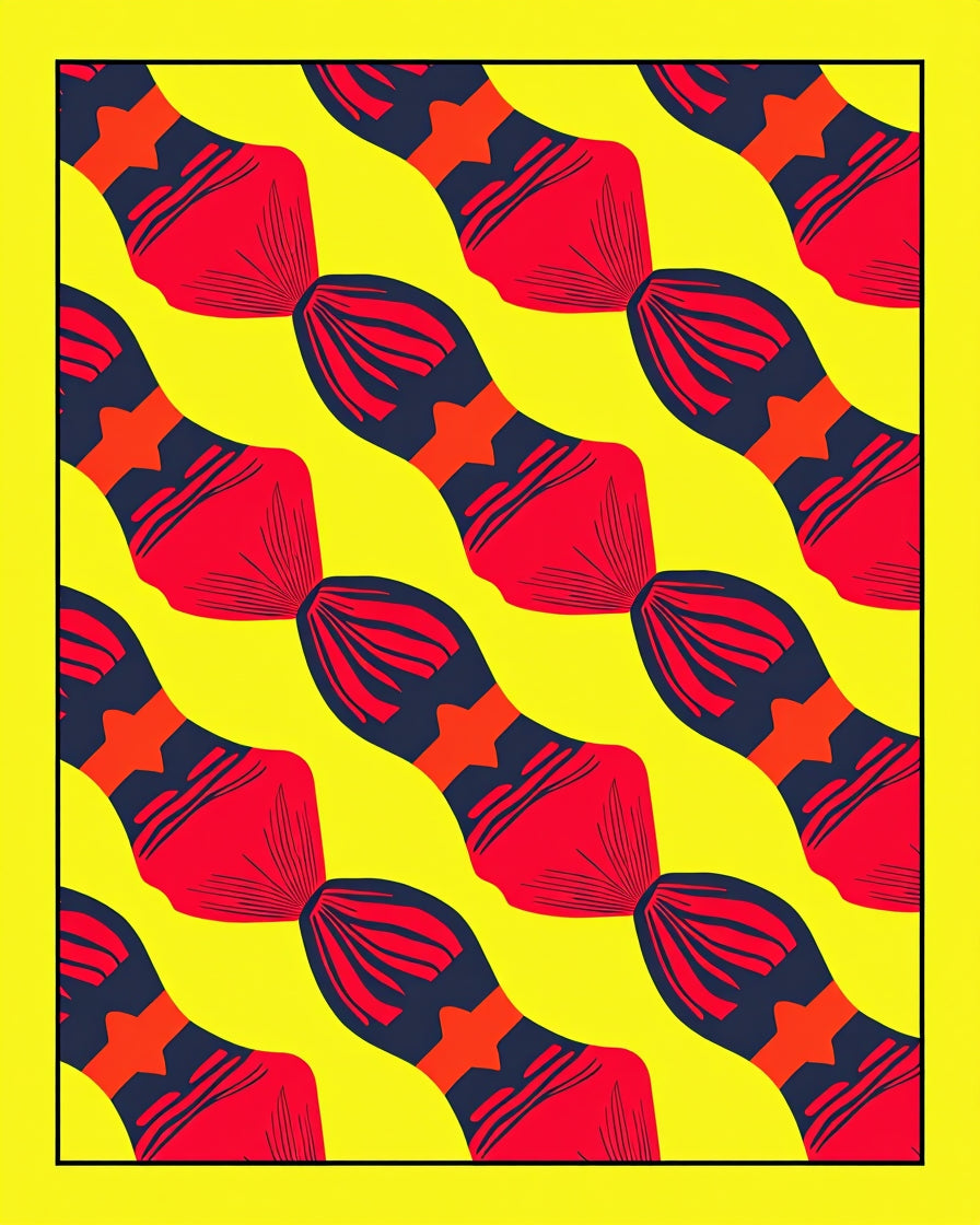 Bold Red Yellow Abstract Link Rug