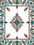 Turquoise Brown Floral Filigree Square Rug