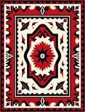 Bold Red Central Starburst Border Rug