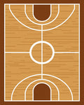 Wooden Basketball Court Lines Rug