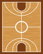 Wooden Basketball Court Lines Rug