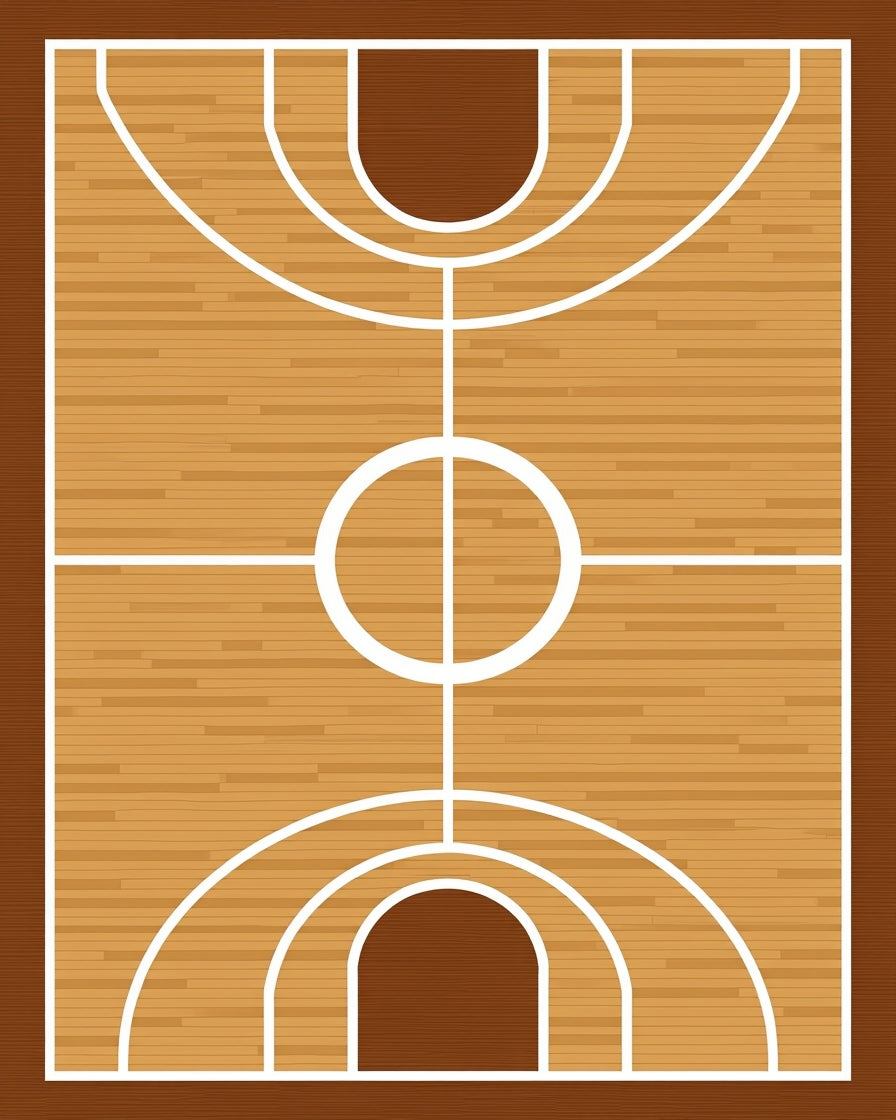 Wooden Basketball Court Lines Rug
