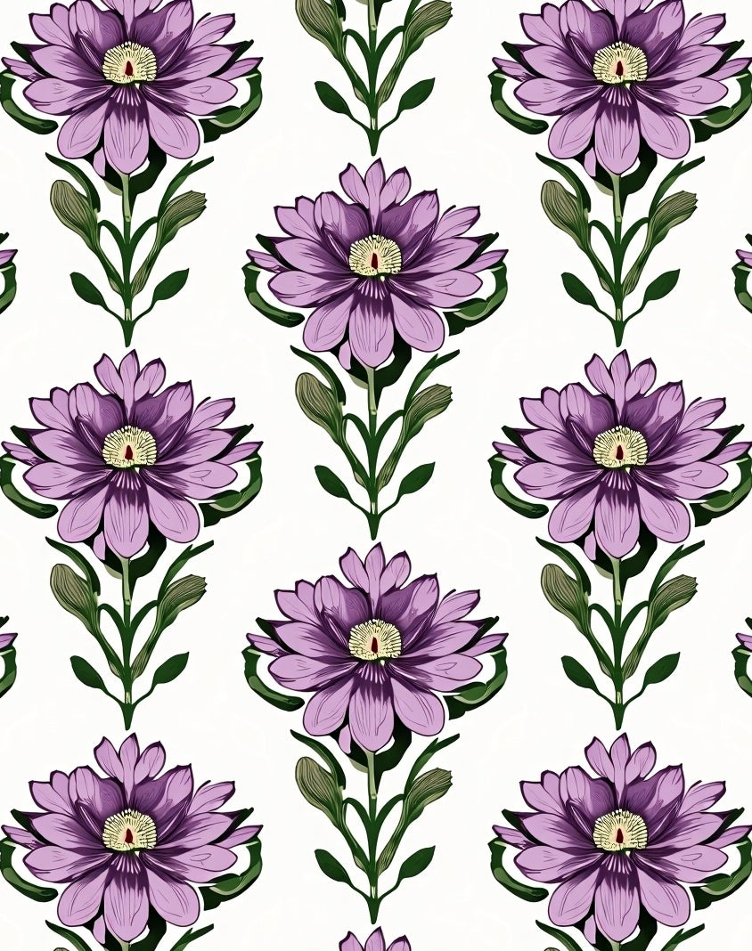 Exotic Purple Lotus Floral Repeat Rug
