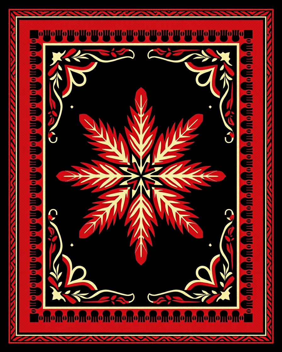 Bold Red Floral Starburst Rug