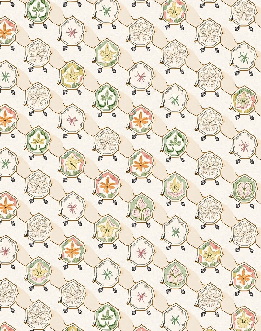 Pale Palette Floral Keystone Arrangement Rug