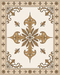 Ornate Golden Floral Medallion Rug