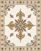 Ornate Golden Floral Medallion Rug