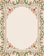 Coral Floral Vine Border Rug