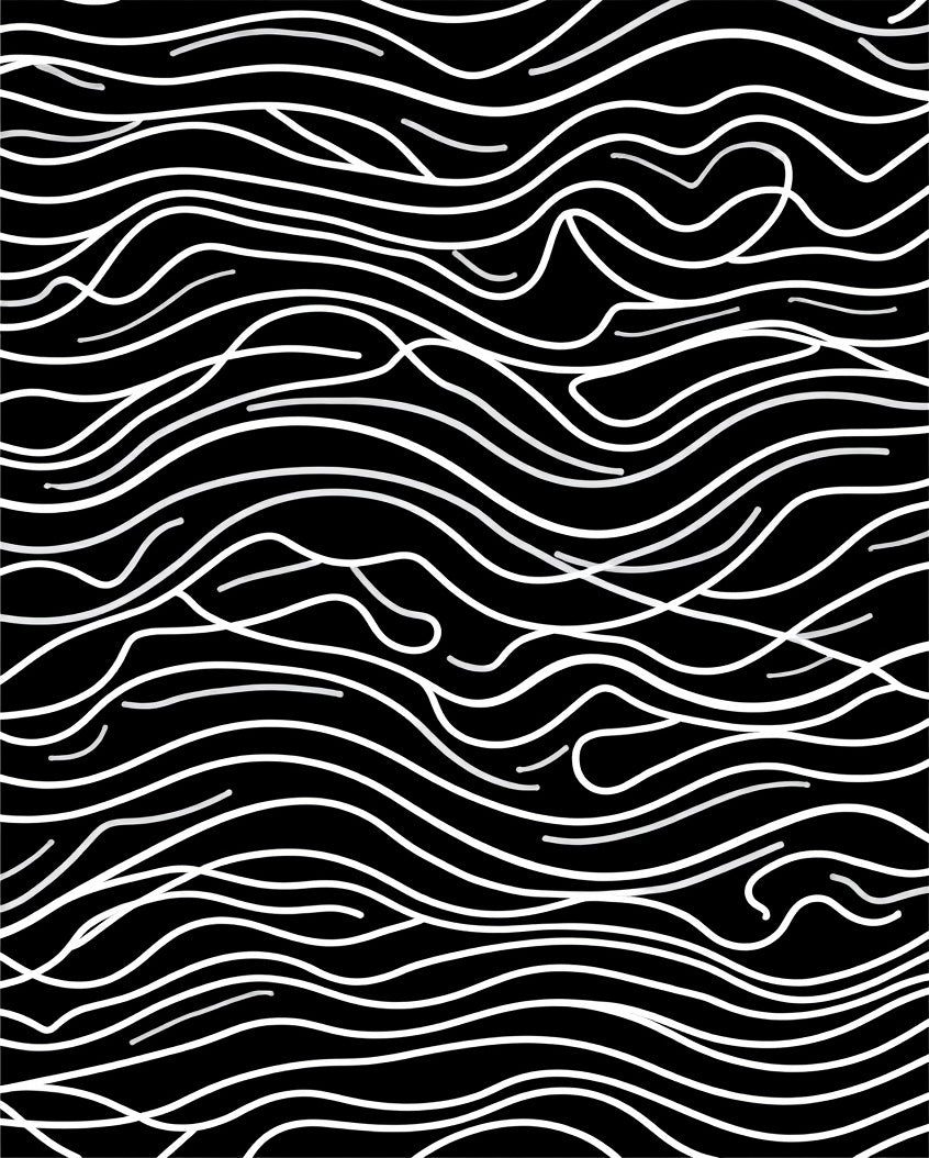 Black and White Wavy Lines Rug