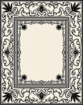 Classic Black White Floral Scroll Frame Rug