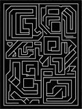 Black White Labyrinth Geometric Rug