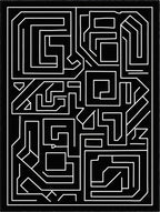 Black White Labyrinth Geometric Rug