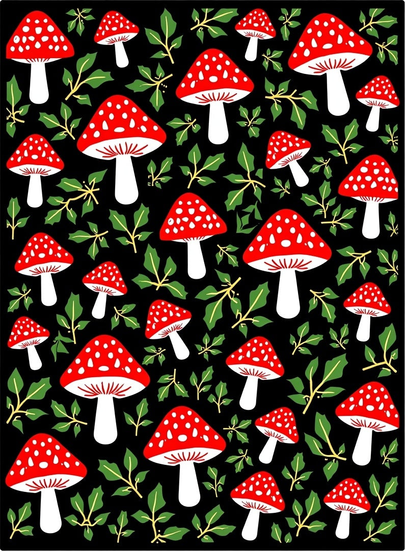 Red White Spotted Mushroom Garden Design Rug