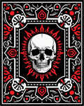 Bold Skull Red Fire Tribal Frame Rug
