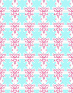 Pink Floral Medallion Aqua Stripe Rug